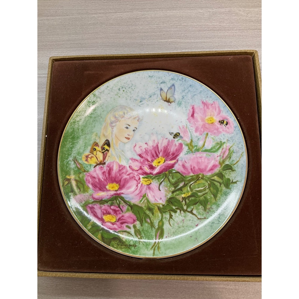 ENCHANTED GARDENS PORCELAIN ART PLATE CAROL BURGUES ANNA PERENNA